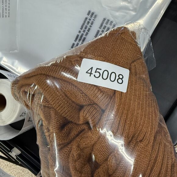 Venus Sweater Pullover Women M Medium Brown Striped Knit Long Sleeve High Neck - Picture 7 of 7